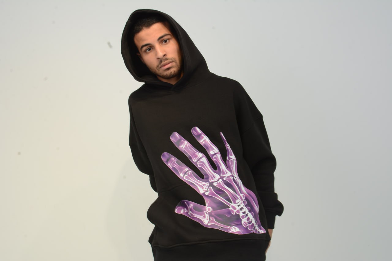 X-ray hand black hoodie