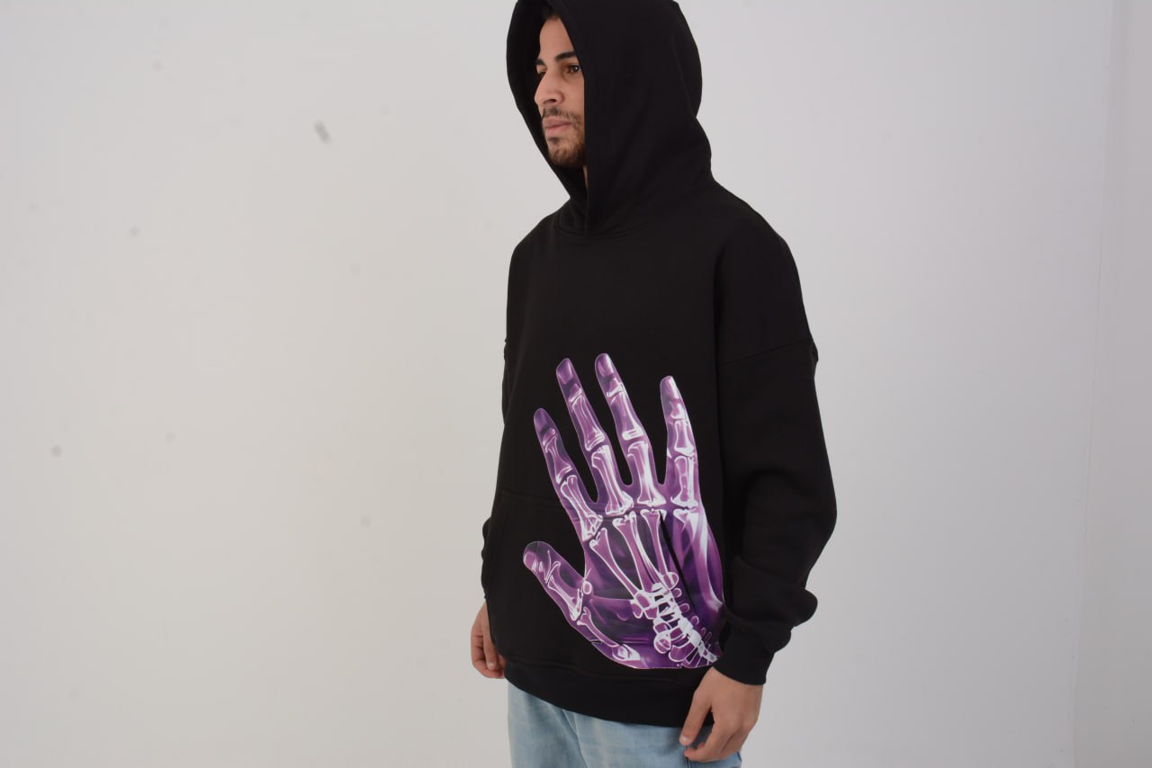 X-ray hand black hoodie