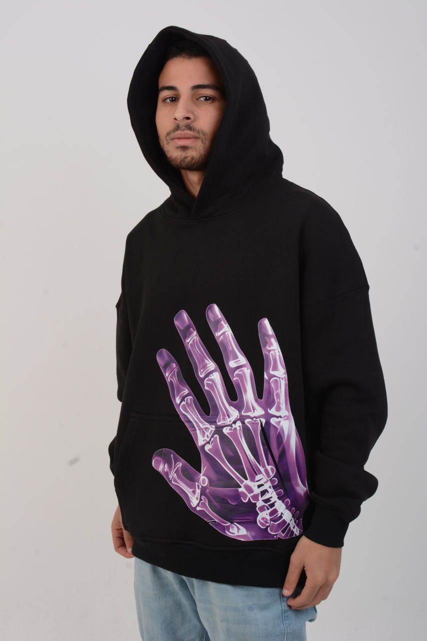 X-ray hand black hoodie