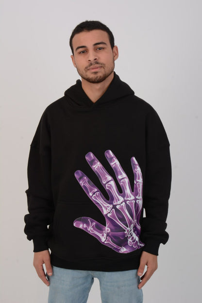 X-ray hand black hoodie